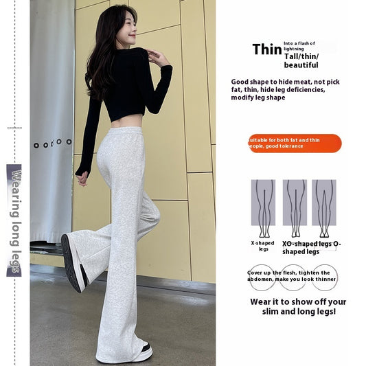 Fleece-lined Slightly Flared Sports Pants Female Spring And Autumn High Waist Slimming