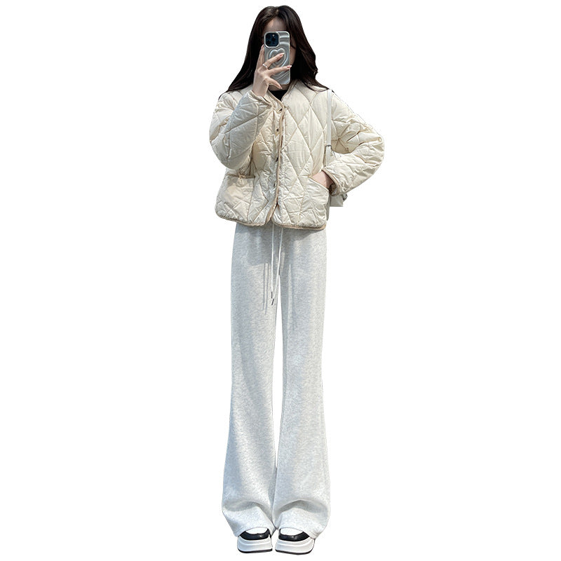 Fleece-lined Slightly Flared Sports Pants Female Spring And Autumn High Waist Slimming