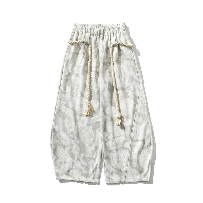 Mens Plus-Size Japanese-Hong Kong Style Tie-Dye Casual Sweatpants