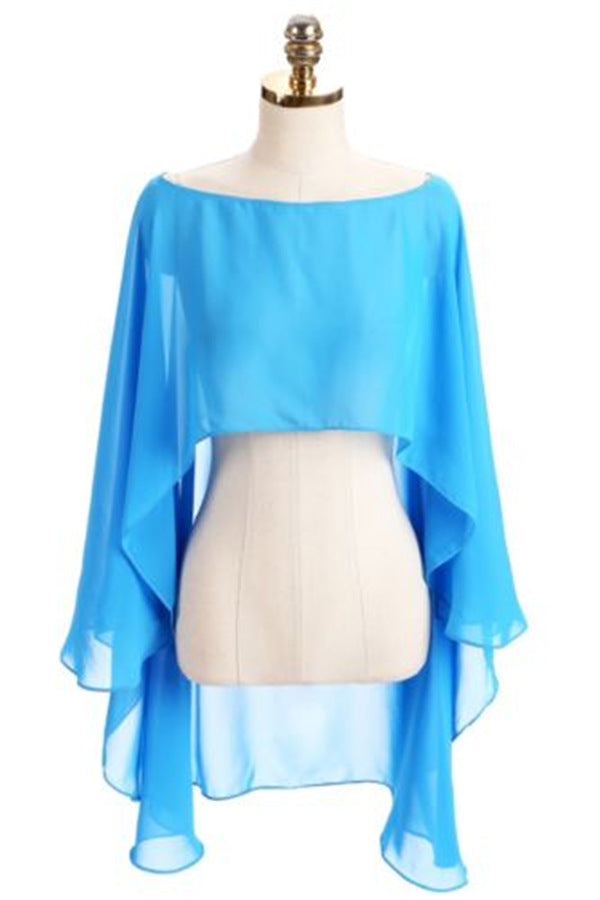 Color Crop Top Chiffon Cape Chiffon Shirt