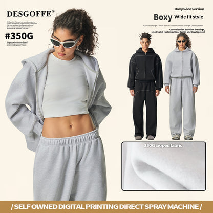 Mens American-style Hip-hop Fleece Zip-up Jacket