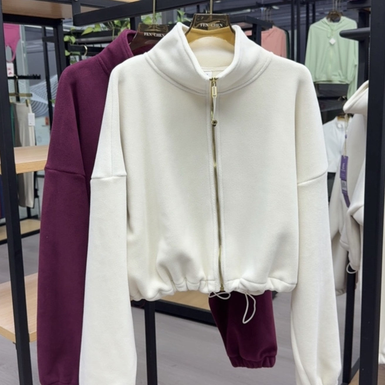 Corduroy Sports Thermal Drawstring Fleece Loose Windproof Padded Hoodie