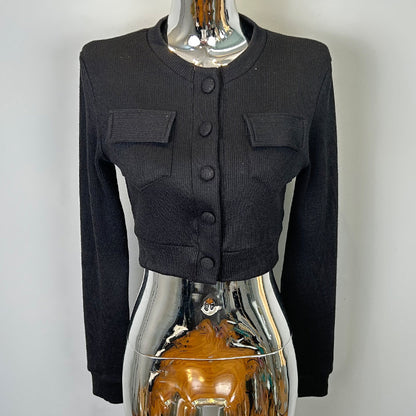 Women's Fashion Long Sleeve Knit Crop Top