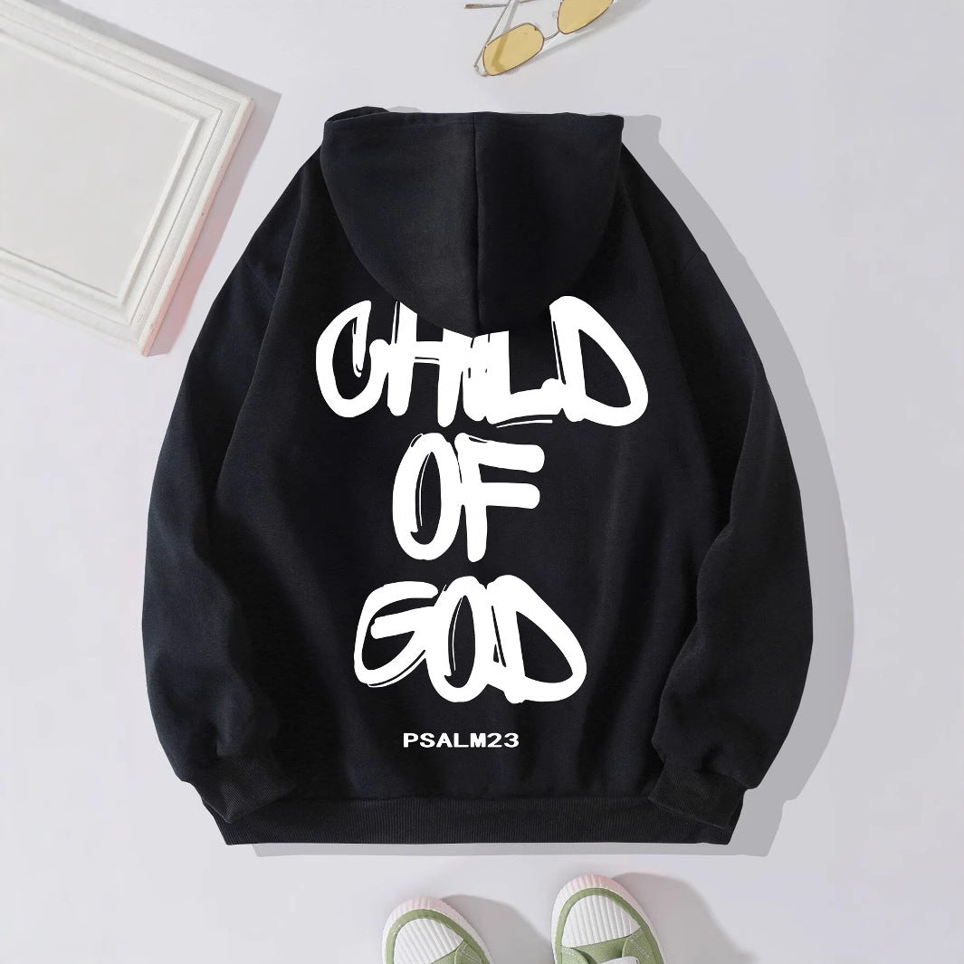 Plain Letters New Printed UNISEX Off-the-shoulder Sleeves Brushed Hoodie