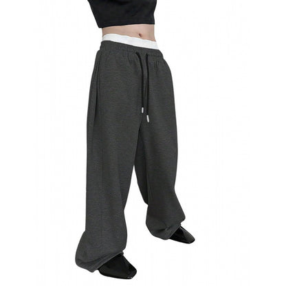 Men's Drawstring Waist Straight Wide-leg Loose Pants