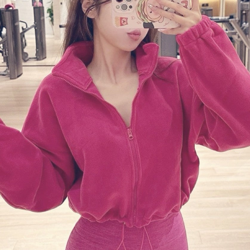 Corduroy Sports Thermal Drawstring Fleece Loose Windproof Padded Hoodie