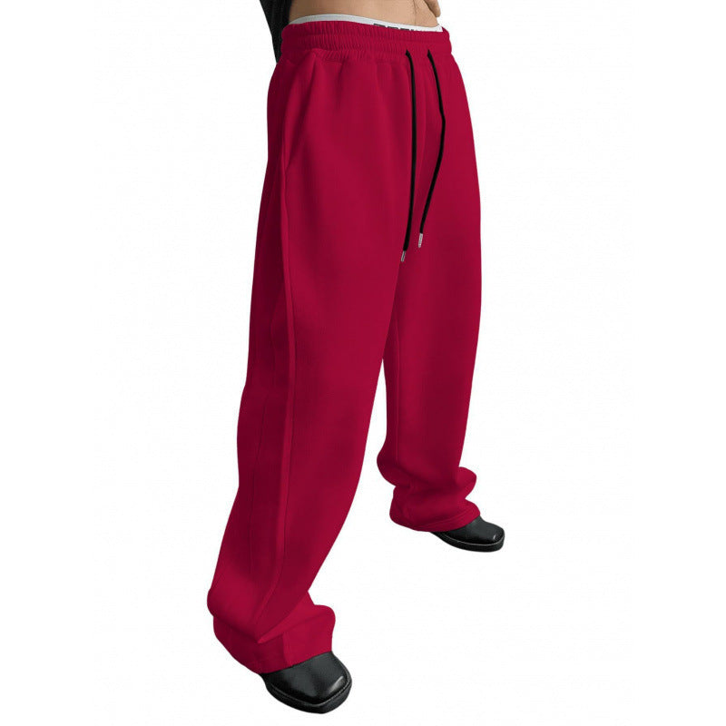 Men's Drawstring Waist Straight Wide-leg Loose Pants