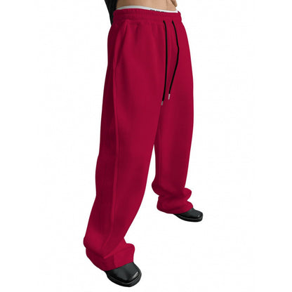 Men's Drawstring Waist Straight Wide-leg Loose Pants
