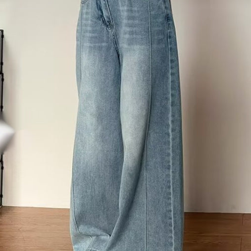 Womens Wide-leg Denim Pants For Fall Loose-fitting And Figure-flattering
