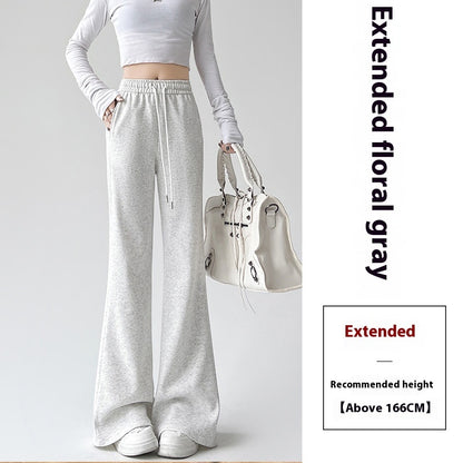 Fleece-lined Slightly Flared Sports Pants Female Spring And Autumn High Waist Slimming