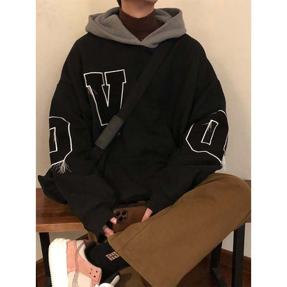 Retro Loose Casual Sports Style With Plush Hooded Hoodie For Men And Women's Couple Jacket