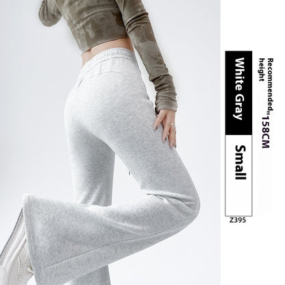 Fleece-lined Slightly Flared Sports Pants Female Spring And Autumn High Waist Slimming