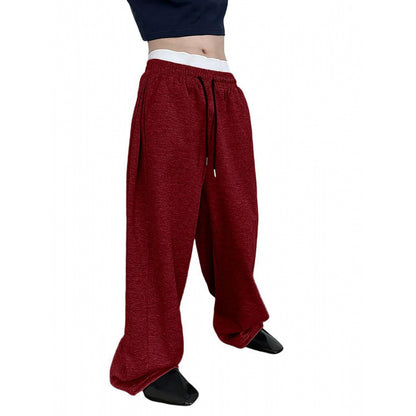 Men's Drawstring Waist Straight Wide-leg Loose Pants