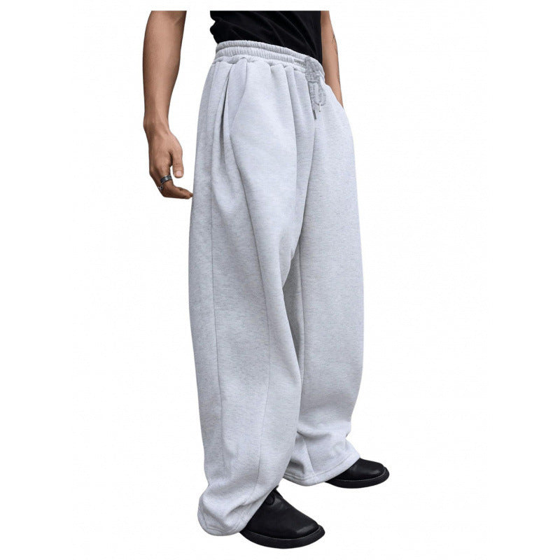 Men's Drawstring Waist Straight Wide-leg Loose Pants