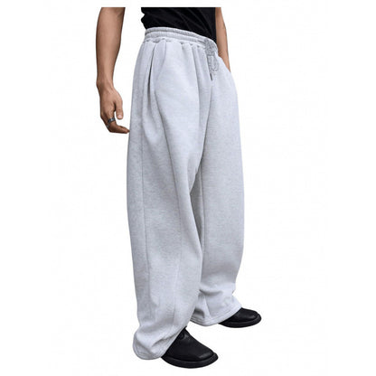 Men's Drawstring Waist Straight Wide-leg Loose Pants