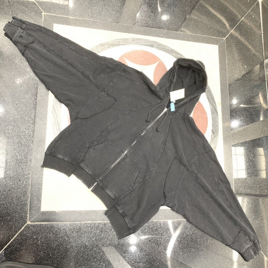 Wash Stitching Zipper Sweater Same Style Loose Hoodie