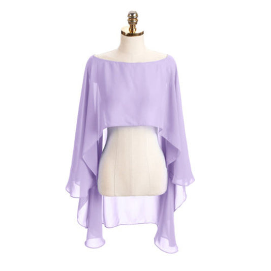 Color Crop Top Chiffon Cape Chiffon Shirt