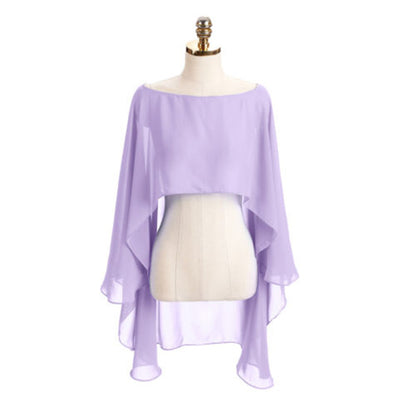 Color Crop Top Chiffon Cape Chiffon Shirt