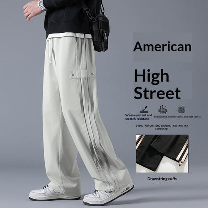 Mens Three-Stripe Sweatpants Spring American High-Street Style Joggers