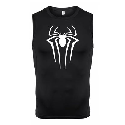 Spider Print Tank Tops for Men Athletic Quick Dry Sleeveless Compression Shirt Gym Workout Running Vest Baselayers Undershirts