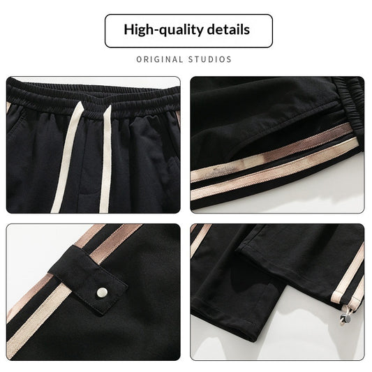 Mens Three-Stripe Sweatpants Spring American High-Street Style Joggers