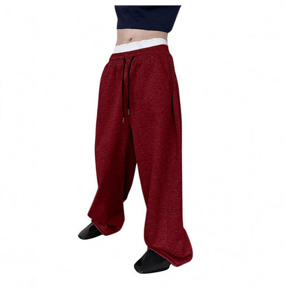 Men's Drawstring Waist Straight Wide-leg Loose Pants