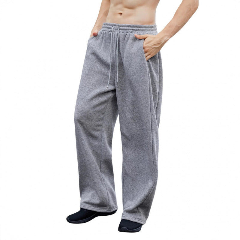 Men's Drawstring Waist Straight Wide-leg Loose Pants