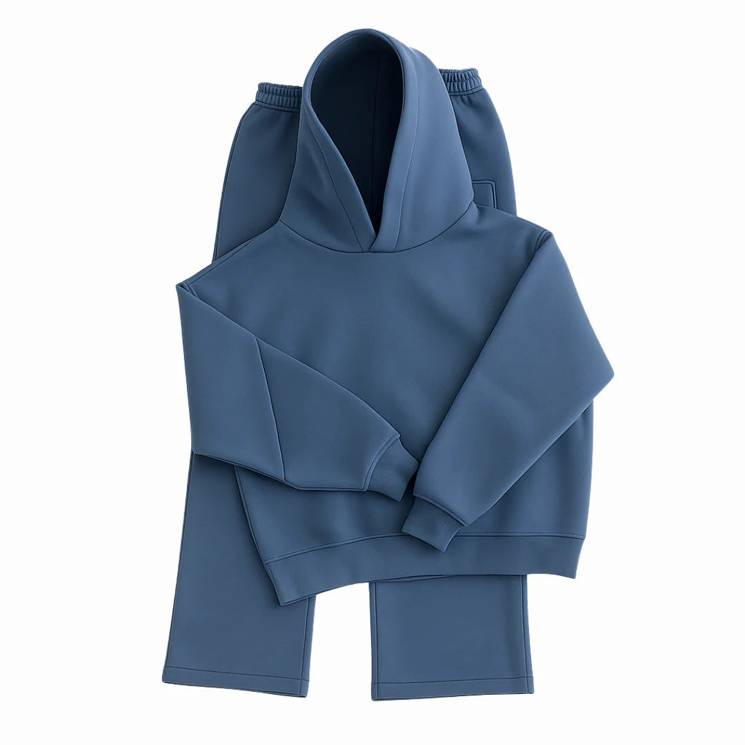 Men's Heavyweight Structured Hoodie - 3D Cut Sweatshirt with Adjustable Drawstring Hood and Ribbed Cuffs Hem