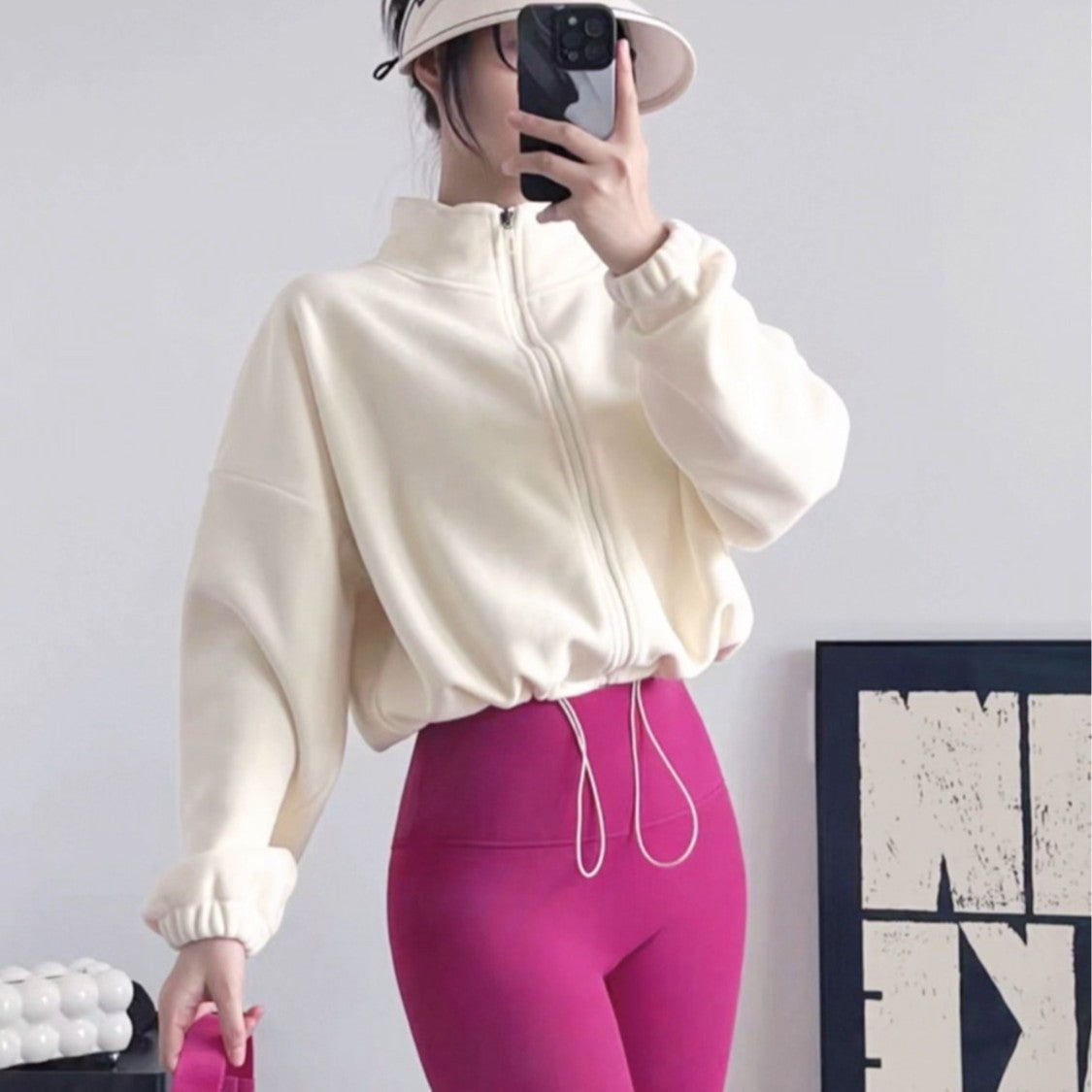 Corduroy Sports Thermal Drawstring Fleece Loose Windproof Padded Hoodie