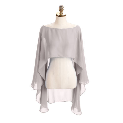 Color Crop Top Chiffon Cape Chiffon Shirt