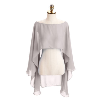 Color Crop Top Chiffon Cape Chiffon Shirt