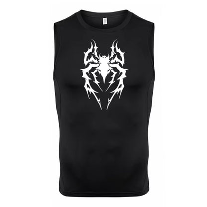 Spider Print Tank Tops for Men Athletic Quick Dry Sleeveless Compression Shirt Gym Workout Running Vest Baselayers Undershirts
