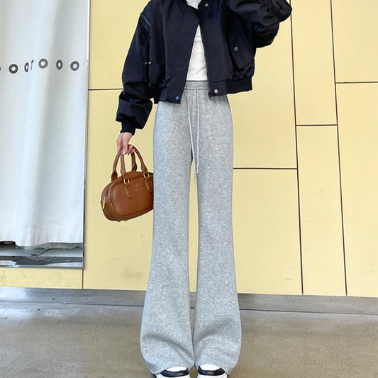 Fleece-lined Slightly Flared Sports Pants Female Spring And Autumn High Waist Slimming