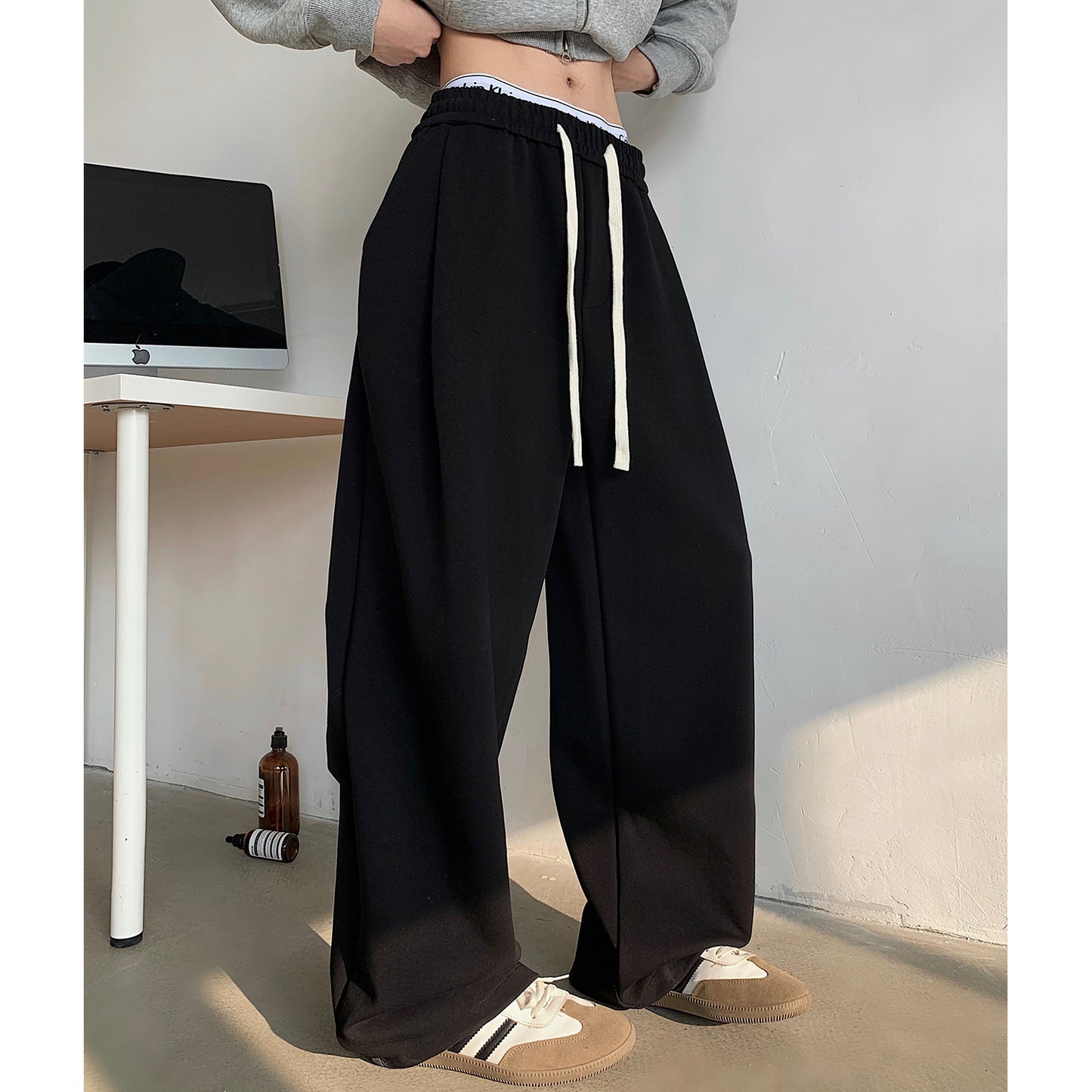 Plus Size Fleece-lined Heavy Loose Track Pants
