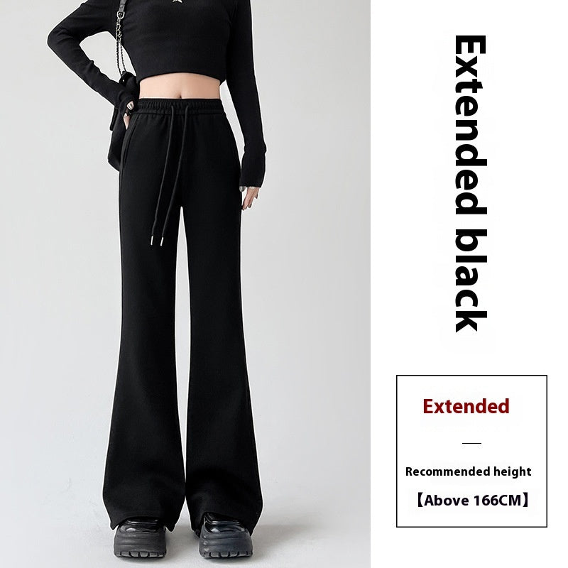 Fleece-lined Slightly Flared Sports Pants Female Spring And Autumn High Waist Slimming
