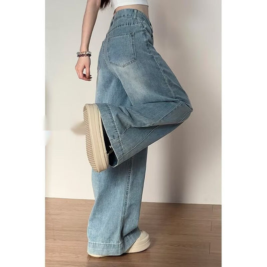 Womens Wide-leg Denim Pants For Fall Loose-fitting And Figure-flattering
