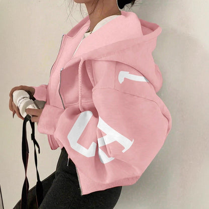 Long-sleeve Zip-up Casual Sweatshirt With A Printed Design