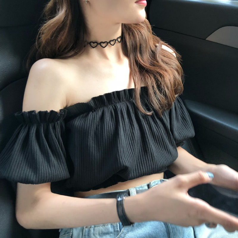 Scheming One-shoulder Short Crop Top Sexy