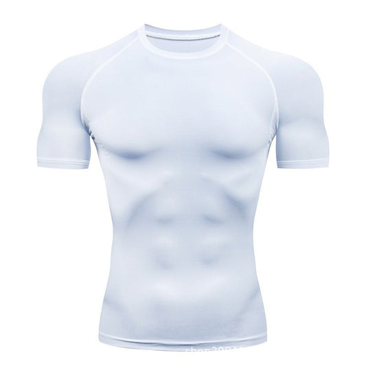 Mens Basketball & Soccer Compression Quick-Dry Top In White And Red