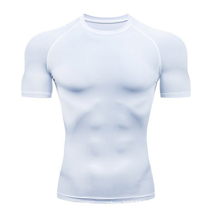 Mens Basketball & Soccer Compression Quick-Dry Top In White And Red