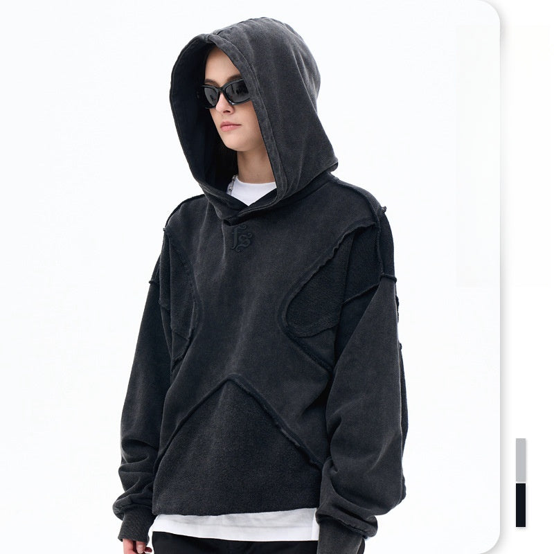 Trendy Brand Personality Reverse Car The Craft Of Design Solid Color High Street Hooded Sweater