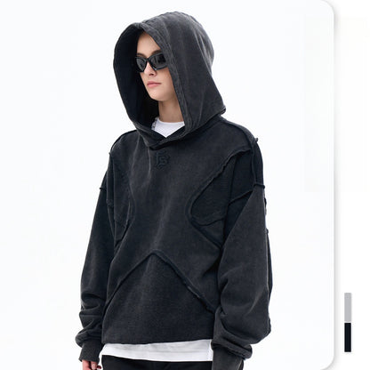 Trendy Brand Personality Reverse Car The Craft Of Design Solid Color High Street Hooded Sweater