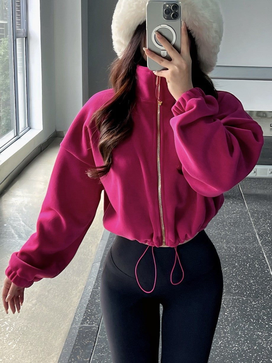 Corduroy Sports Thermal Drawstring Fleece Loose Windproof Padded Hoodie