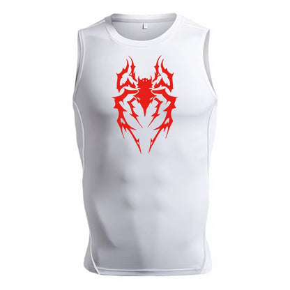 Spider Print Tank Tops for Men Athletic Quick Dry Sleeveless Compression Shirt Gym Workout Running Vest Baselayers Undershirts