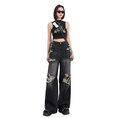 Summer Straight Loose Mop Wide Leg Pants