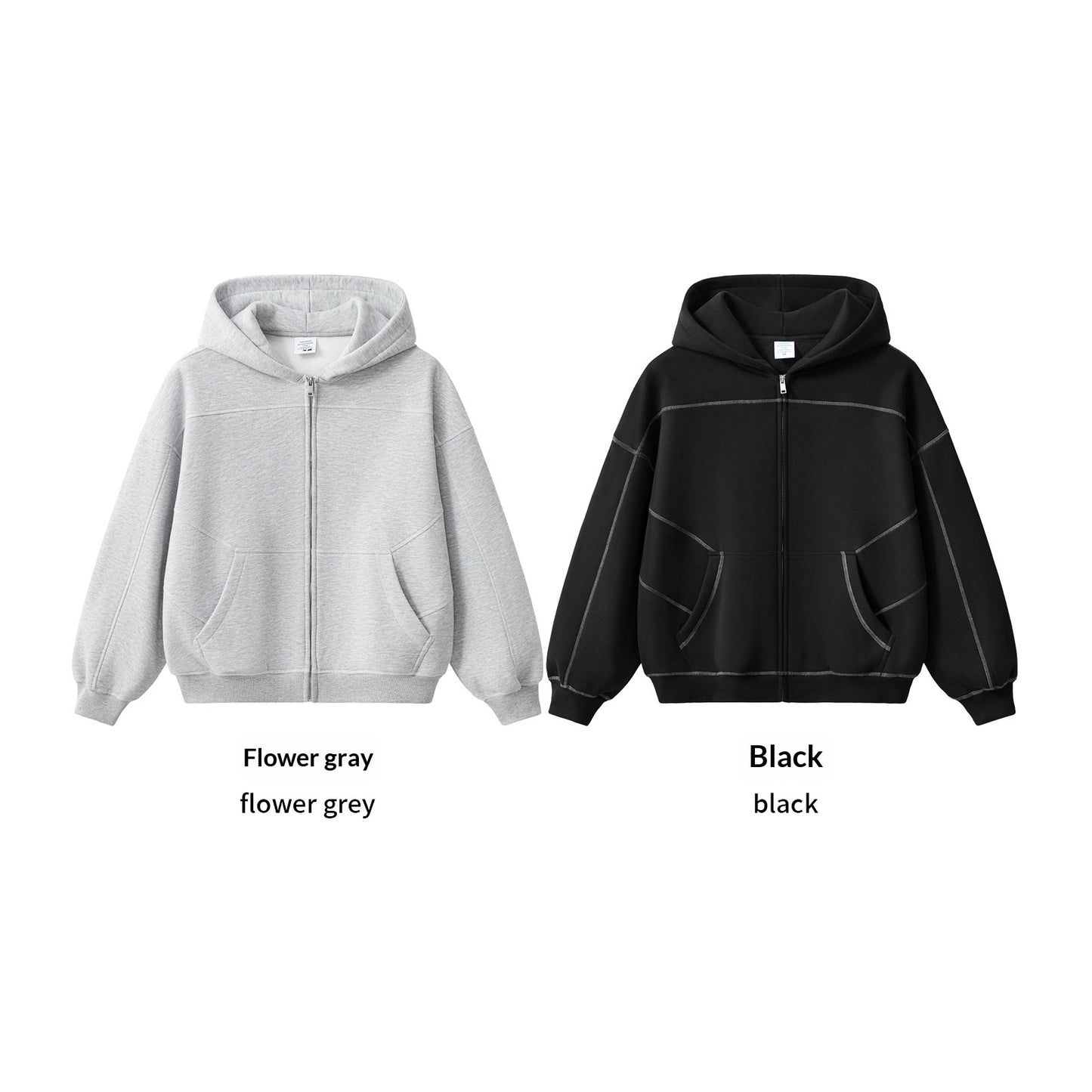 Mens American-style Hip-hop Fleece Zip-up Jacket