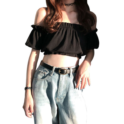 Scheming One-shoulder Short Crop Top Sexy