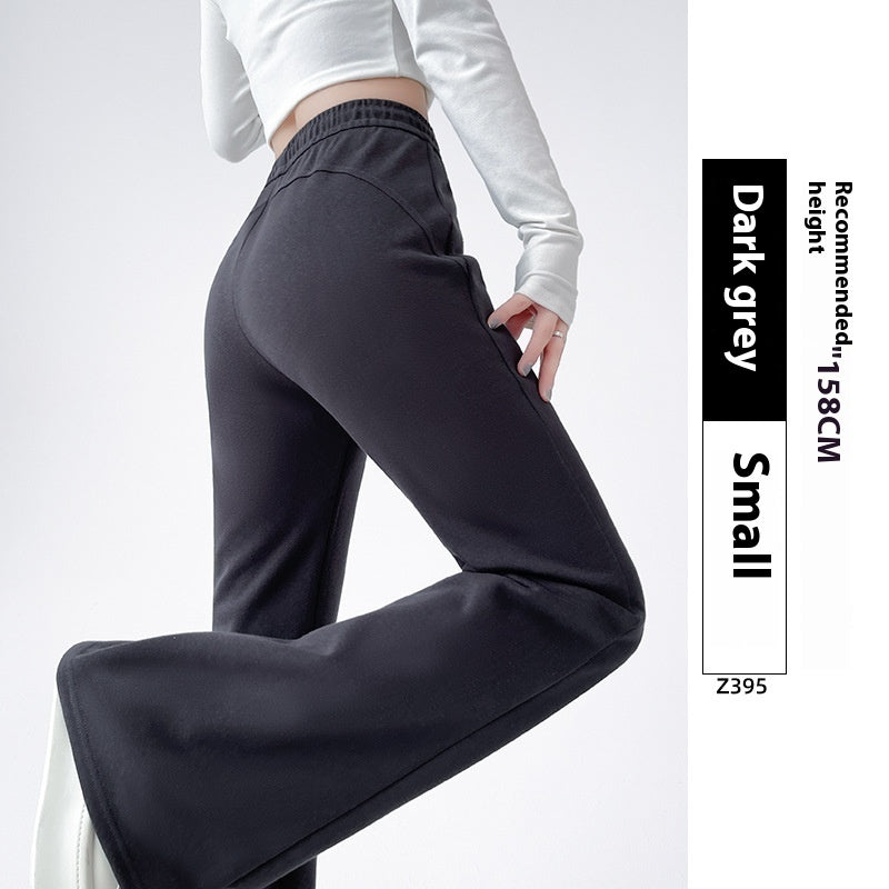 Fleece-lined Slightly Flared Sports Pants Female Spring And Autumn High Waist Slimming