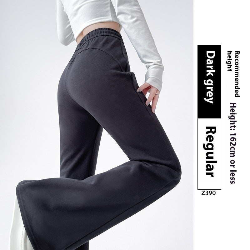 Fleece-lined Slightly Flared Sports Pants Female Spring And Autumn High Waist Slimming