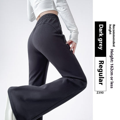 Fleece-lined Slightly Flared Sports Pants Female Spring And Autumn High Waist Slimming
